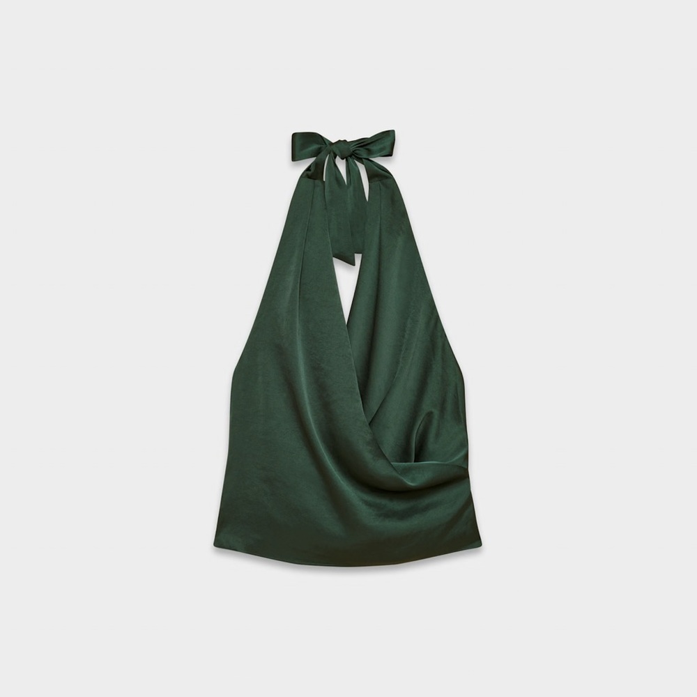 Aritzia Martini Satin Halter Blouse